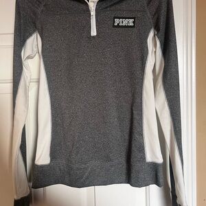 Victoria's Secret PINK Gray and White Quarter Zip